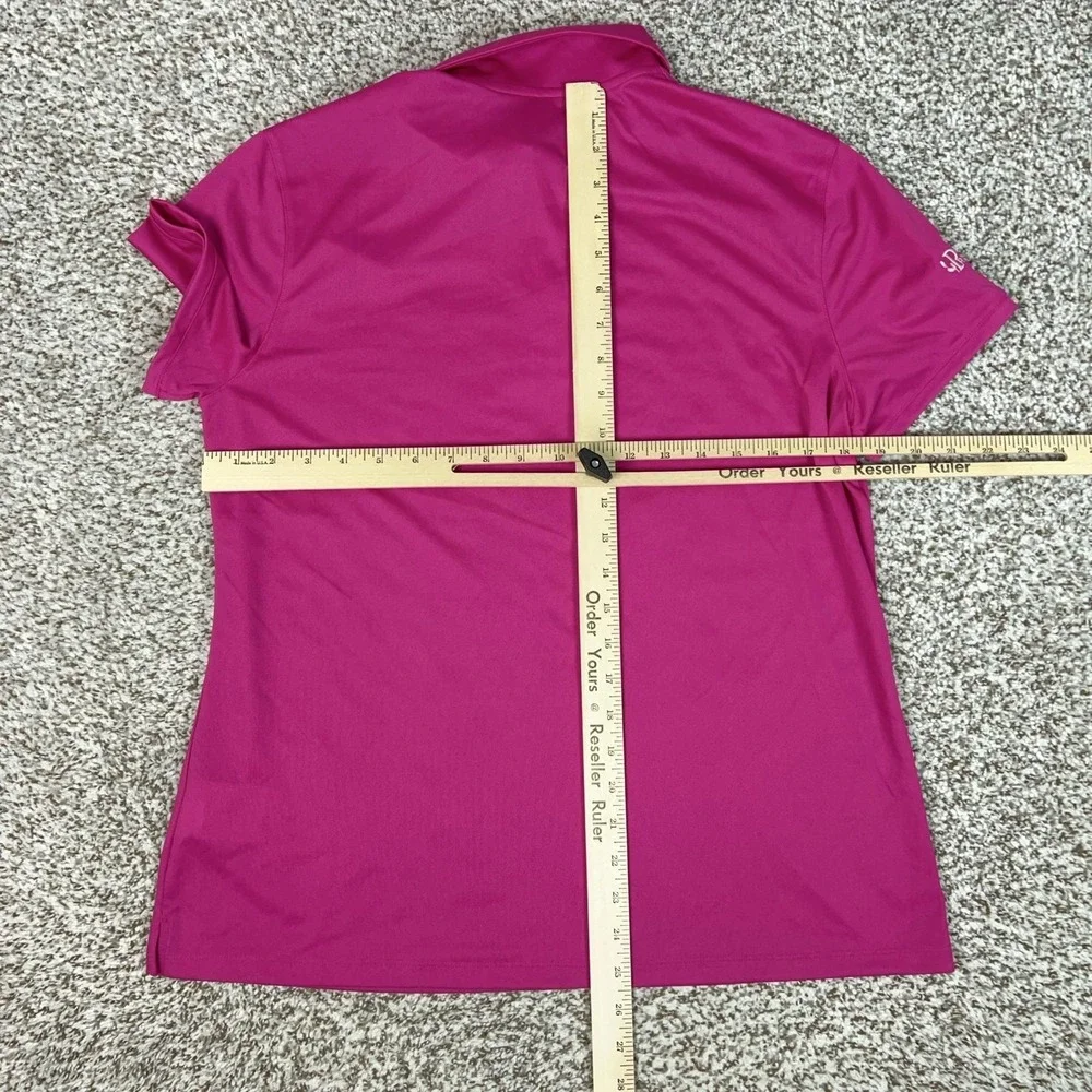 Nike Polo Shirt Womens Large Pink Dri Fit Short Sleeve Golf Top Collared Sport